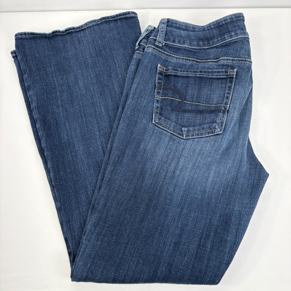 American Eagle Womens Artist Stretch Mid Rise Flare Jeans Dark Wash Blue Size 12